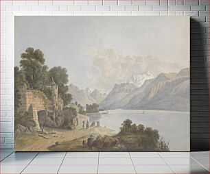 Πίνακας, Mountainous Landscape with Lake, Gate and Figures