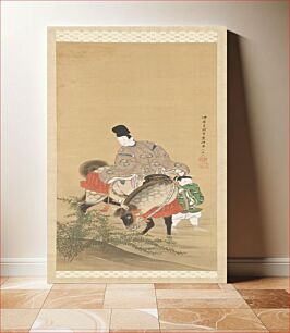 Πίνακας, Mounted Courtier Crossing the River Tamagawa at Ide by Tsukioka Sessai