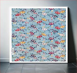 Πίνακας, Multicolored fan and floral fabric pattern