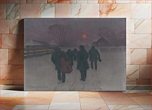Πίνακας, Musicians returning in the early morning through snowed landscape, Teodor Jozef Mousson