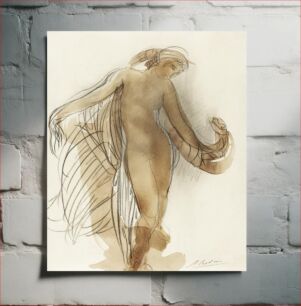 Πίνακας, Naked woman dancing, vintage nude illustration. Figure Facing Forward by Auguste Rodin