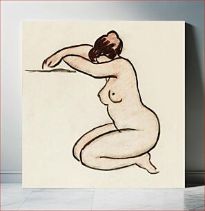 Πίνακας, Naked woman showing her breasts, vintage nude illustration. Female Nude by Carl Newman