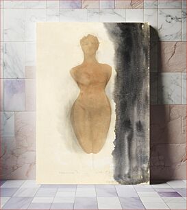 Πίνακας, Naked woman showing her breasts, vintage nude illustration. Origin of the Greek Vase (1900–1910) by Auguste Rodin