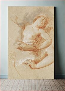 Πίνακας, Naked woman showing her breasts, vintage nude illustration. Study for Boreas Abducting Oreithyia (1782) by François André Vincent
