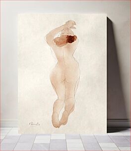 Πίνακας, Naked woman showing off her bum, vintage nude illustration. Caresse: moi danc, chéri by Auguste Rodin