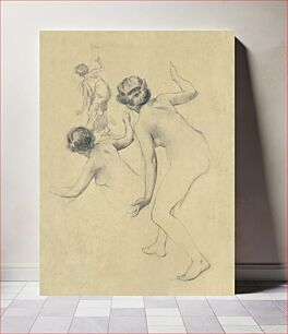 Πίνακας, Naked women bending over. Study of Bending Nude Figure (1900) by Louis Schaettle