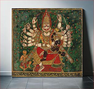 Πίνακας, Narasimha killing Hiranyakashipu on his lap, as Prahlada watches at the left