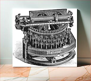 Πίνακας, National typewriter with curved keyboard, from an 1890 advertisement