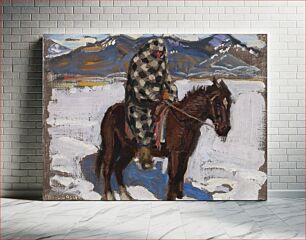 Πίνακας, Native american on horseback in snow, 1925, by Akseli Gallen-Kallela