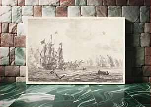 Πίνακας, Naval battle with two sinking English ships by Reinier Nooms