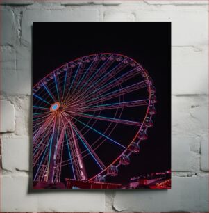 Πίνακας, Neon Ferris Wheel at Night Νέον Ρόδα λούνα παρκ τη νύχτα