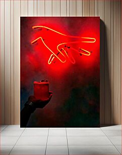 Πίνακας, Neon Hand with Drink Νέον Χέρι με Ποτό