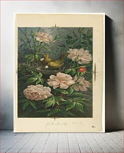 Πίνακας, Nesting bird among roses