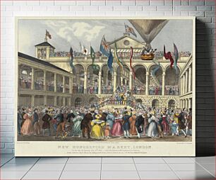 Πίνακας, New Hungerford Market, London, on the Day of Opening, July 2, 1833 - with Ascent of Mr. Graham in his Balloon