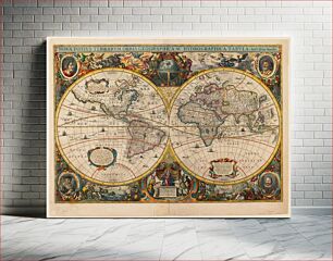 Πίνακας, New Map of the World, from Hendrik Hondius and Jan Jansson's "Atlas Novus," Amsterdam