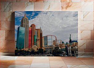 Πίνακας, New York-Inspired Skyline with Roller Coaster Skyline εμπνευσμένο από τη Νέα Υόρκη με Roller Coaster