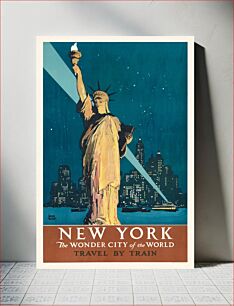 Πίνακας, New York, the wonder city of the world Travel by train (1927) poster by Adolph Treidler