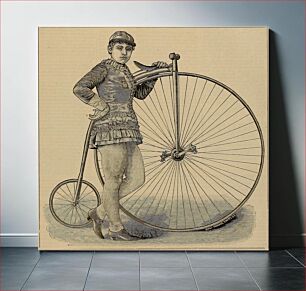 Πίνακας, Newspaper illustration of Canadian cycling champion Louise Armaindo, with her bicycle, c. 1882