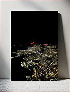 Πίνακας, Night Aerial View of a City Νυχτερινή Αεροφωτογραφία μιας Πόλης