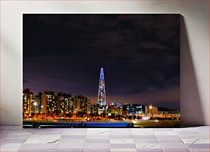 Πίνακας, Night City Skyline with Tower Νυχτερινή πόλη στον ορίζοντα με Πύργο