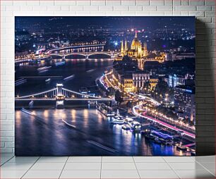 Πίνακας, Night Cityscape of Budapest Αστικό τοπίο νύχτας της Βουδαπέστης