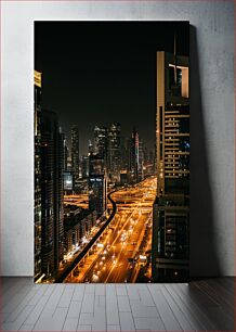 Πίνακας, Night Cityscape of Dubai Αστικό τοπίο νύχτας του Ντουμπάι