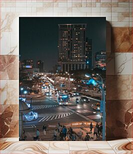 Πίνακας, Night Cityscape Traffic Νυχτερινή Κυκλοφορία Αστικού τοπίου