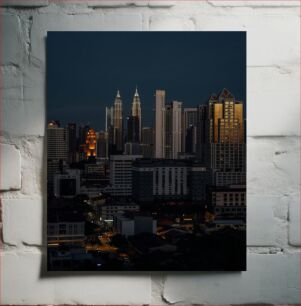 Πίνακας, Night Cityscape with Illuminated Buildings Νυχτερινό αστικό τοπίο με φωτισμένα κτίρια