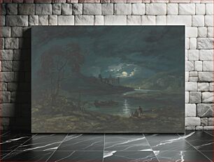 Πίνακας, Night - River Landscape with a Ruined Abbey