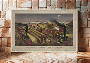Πίνακας, Night scene at an American railway junction: Lightning Express, Flying Mail, and Owl Trains, "on time" / Parsons & Atwater del