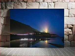 Πίνακας, Night Scenery with Starry Sky and Reflections Νυχτερινό σκηνικό με έναστρο ουρανό και αντανακλάσεις