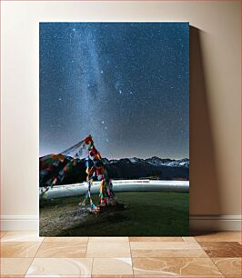 Πίνακας, Night Sky and Colorful Flags Νυχτερινός ουρανός και πολύχρωμες σημαίες