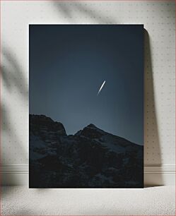 Πίνακας, Night Sky with a Shooting Star Over Mountains Νυχτερινός ουρανός με ένα πεφταστέρι πάνω από τα βουνά