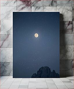 Πίνακας, Night Sky with Full Moon over Mountains Νυχτερινός ουρανός με πανσέληνο πάνω από βουνά