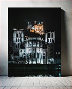 Πίνακας, Night View of Illuminated Cathedral Νυχτερινή άποψη του φωτισμένου καθεδρικού ναού