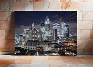 Πίνακας, Night View of Modern City Skyline Νυχτερινή θέα στον ορίζοντα της σύγχρονης πόλης