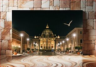 Πίνακας, Night View of St. Peter's Basilica Νυχτερινή άποψη της Βασιλικής του Αγίου Πέτρου
