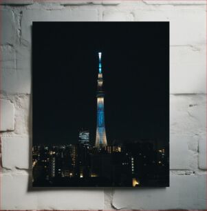 Πίνακας, Night view of the illuminated tower Νυχτερινή άποψη του φωτισμένου πύργου