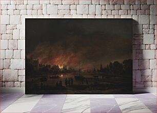 Πίνακας, Nighttime fire in a village by Aert van der Neer