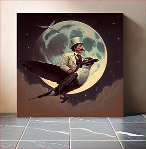 Πίνακας, Nikola Tesla flies on the back of a bird to the moon by BeeBringer
