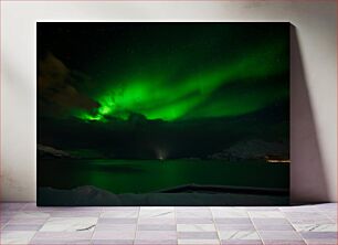 Πίνακας, Northern Lights Over a Calm Sea Βόρειο Σέλας πάνω από μια ήρεμη θάλασσα