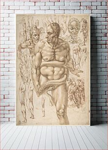 Πίνακας, Nude Demon Encircled by a Serpent, after Michelangelo's Last Judgment; and Other Figure Studies (recto); Figure Studies (verso) by Giovanni Ambrogio Figino