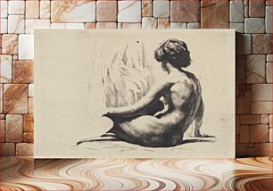 Πίνακας, Nude female model sitting on the floor by Frans Schwartz
