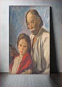 Πίνακας, Old man with a granddaughter by Štefan Polkoráb
