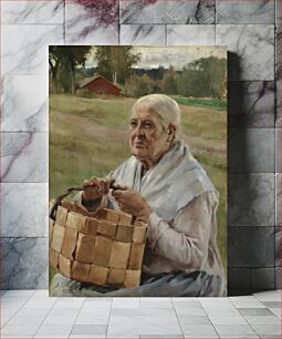 Πίνακας, Old woman with a chip basket, 1882, by Albert Edelfelt