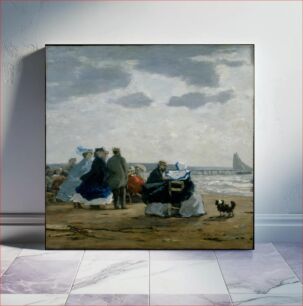 Πίνακας, On the Beach, Dieppe by Eugène Boudin