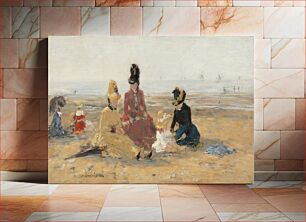 Πίνακας, On the Beach, Trouville (1887) by Eugène Boudin