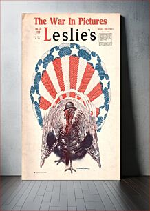 Πίνακας, On the cover of Leslie's magazine, a turkey wears a military helmet and has feathers colored to indicate the Stars and Stripes
