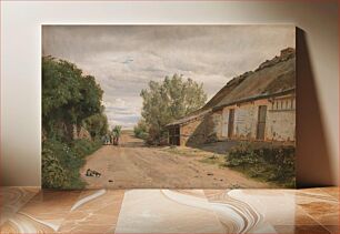 Πίνακας, On the outskirts of the village of Vejby.Lundbye sits by the roadside and draws by P. C. Skovgaard