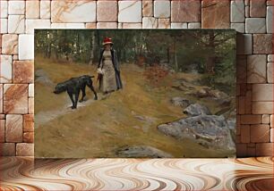 Πίνακας, On the shore bank (annie edelfelt with a dog), 1883, by Albert Edelfelt
